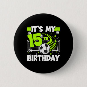 15th Soccer Birthday Party 15 Year Old Soccer Play Button