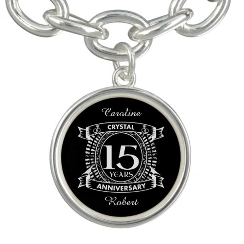 15TH wedding anniversary black and white Bracelet