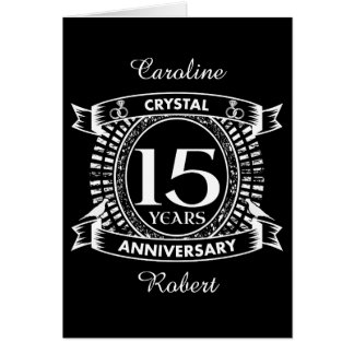 15TH wedding anniversary black and white Card