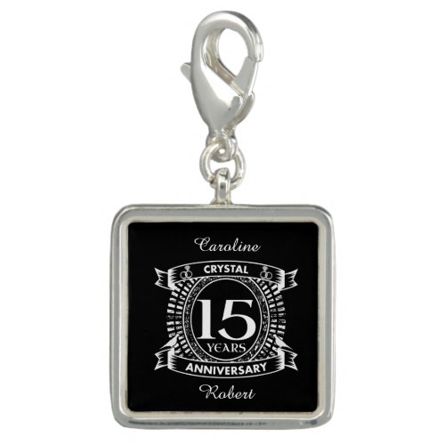 15TH wedding anniversary black and white Charm