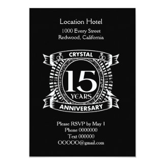 15TH wedding anniversary black and white Invitation