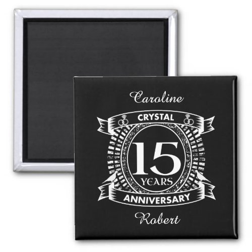 15TH wedding anniversary black and white Magnet