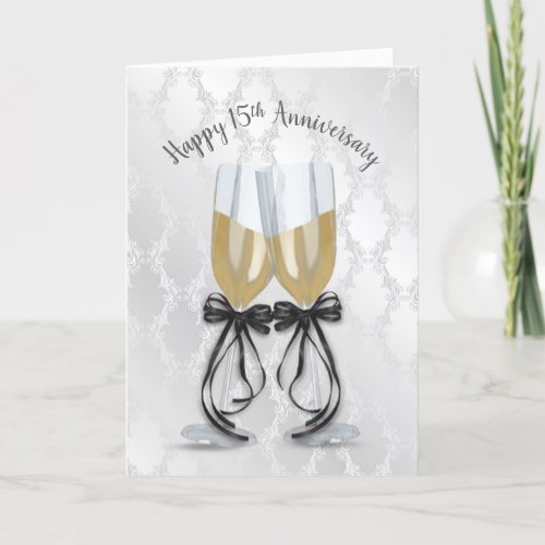 15th Wedding Anniversary Champagne Toast   Card