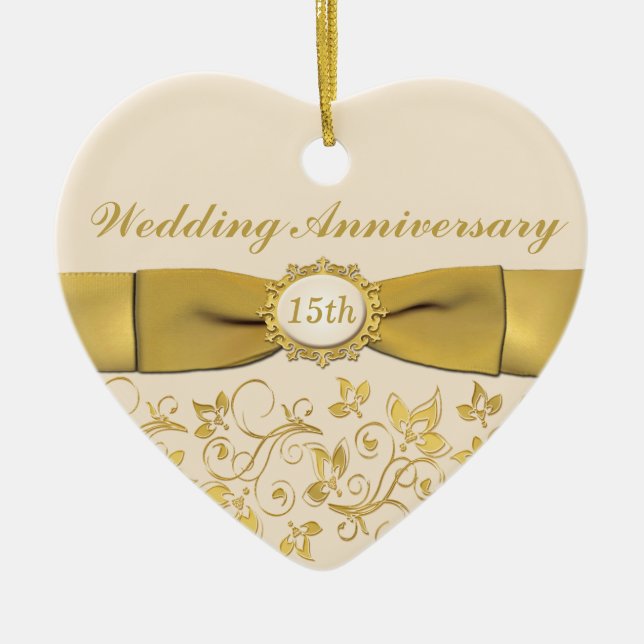 15th Wedding Anniversary Christmas Ornament (Front)