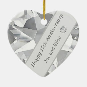 15th Wedding Anniversary, Crystal anniversary Ceramic Ornament