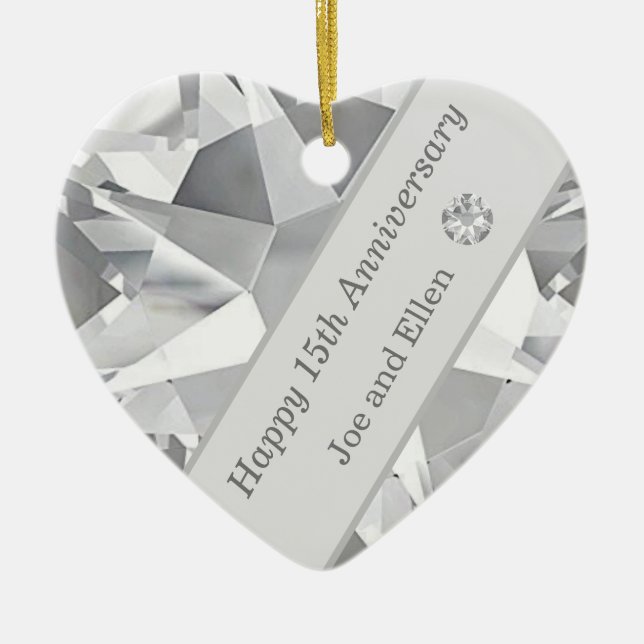15th Wedding Anniversary, Crystal anniversary Ceramic Ornament (Front)