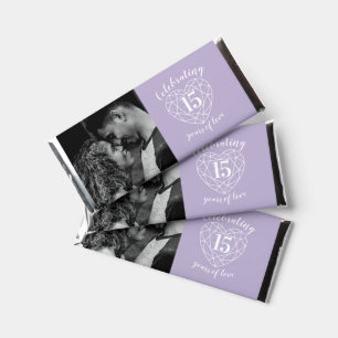 15th Wedding Anniversary crystal heart Hershey Bar Favors