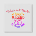 15th Wedding Anniversary Custom Names Magnet<br><div class="desc">Commemorate your fifteenth wedding anniversary with this custom magnet. Personalize the names in red text to your own or the couple who is celebrating this milestone. Great idea for a party favor too!</div>