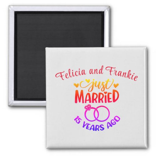 15th Wedding Anniversary Custom Names Magnet