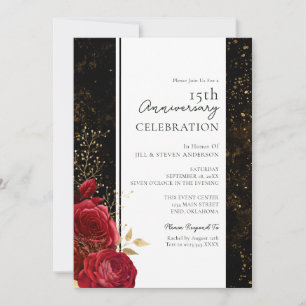 15th Wedding Anniversary Floral Budget  Invitation