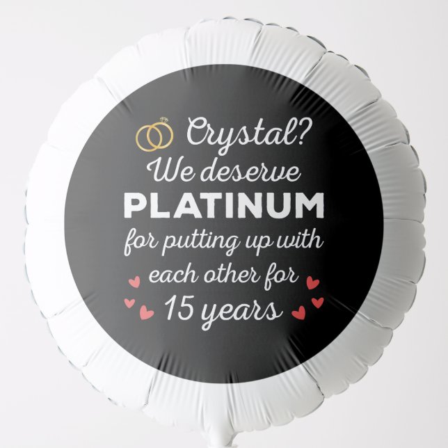 15th Wedding Anniversary I - Crystal Funny Couple Balloon (Front)