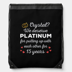 15th Wedding Anniversary I - Crystal Funny Couple Drawstring Bag
