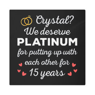 15th Wedding Anniversary I - Crystal Funny Couple Metal Print