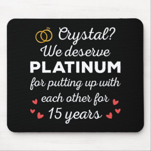 15th Wedding Anniversary I - Crystal Funny Couple Mouse Pad