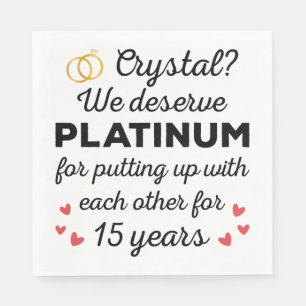 15th Wedding Anniversary I - Crystal Funny Couple Napkins