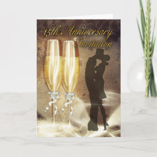 15th Wedding Anniversary Invitation Card - Champag