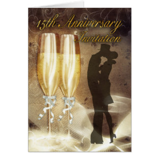 15th Wedding Anniversary Invitation Card - Champag
