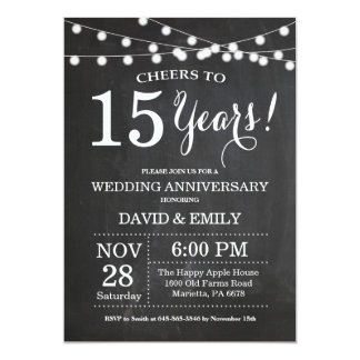 15th Wedding Anniversary Invitation Chalkboard