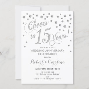 15th Wedding Anniversary Invitation - Silver White