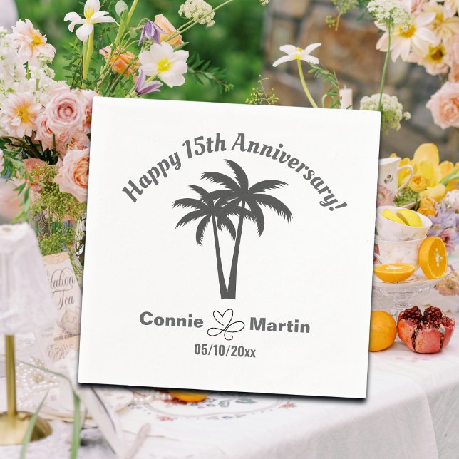 15th Wedding Anniversary Palm Trees Napkins (Creator Uploaded)