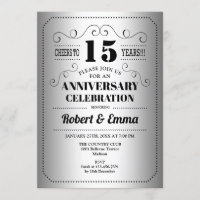 15th Wedding Anniversary Party - Silver Black