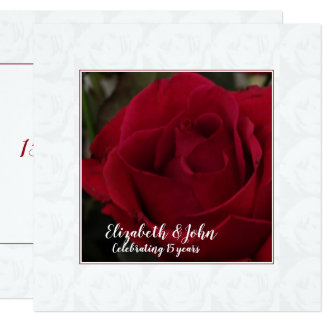 15th Wedding Anniversary red rose invitation