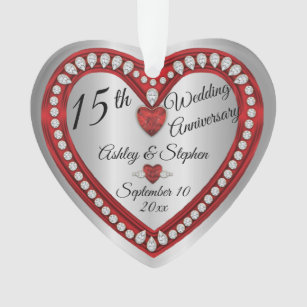 Personalised Wedding Anniversary Gift Mr & Mrs 1st 5th 10th 15th Heart Ornament 