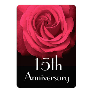 15th Wedding Anniversary Ruby Red Rose A02D Card