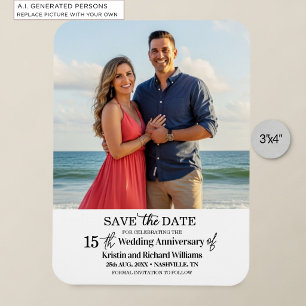 15th Wedding Anniversary Save the Date Photo Magnet