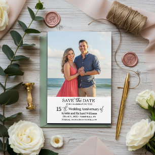 15th Wedding Anniversary Save the Date Photo Note Card
