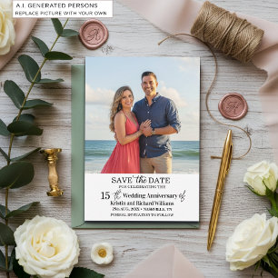 15th Wedding Anniversary Save the Date Photo Note Card