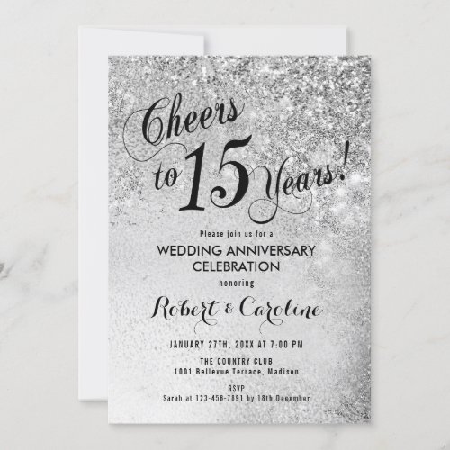 15th Wedding Anniversary Silver Invitation