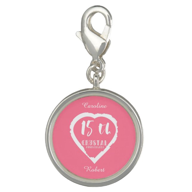 15th Wedding anniversary traditional crystal Charm (Front)