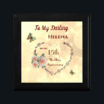 15th Wedding Anniversary Wife Keepsake Gift Box<br><div class="desc">Personalised 15th Wedding Anniversary Wife personalised Butterfly and Roses design Keepsake Gift Box.</div>