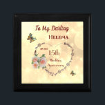 15th Wedding Anniversary Wife Keepsake Gift Box<br><div class="desc">Personalised 15th Wedding Anniversary Wife personalised Butterfly and Roses design Keepsake Gift Box.</div>