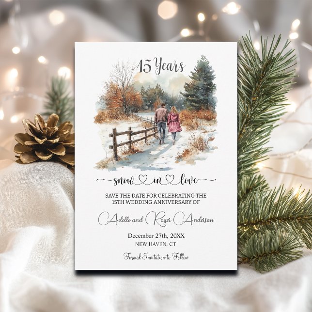 15th Wedding Anniversary Winter Landscape Romantic Save The Date (Creator Uploaded)