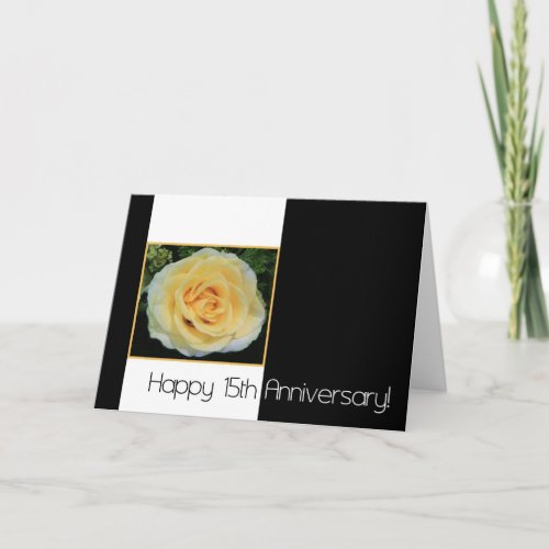 15th Wedding Anniversary _ Yellow Rose Card