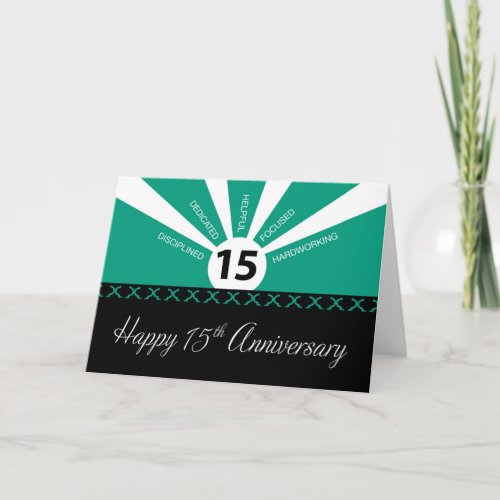 15th Year Employee Business Anniversary Green Card