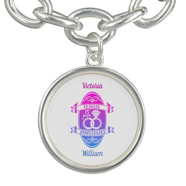 15th Year traditional crystal wedding anniversary Bracelet (Design)