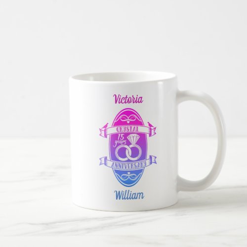 15th Year traditional crystal wedding anniversary Coffee Mug