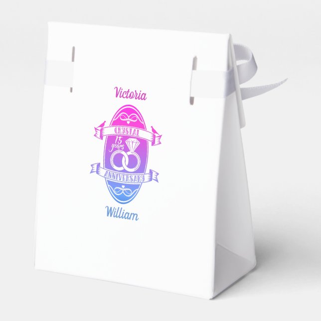 15th Year traditional crystal wedding anniversary Favor Boxes (Back Side)