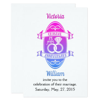 15th Year traditional crystal wedding anniversary Invitation