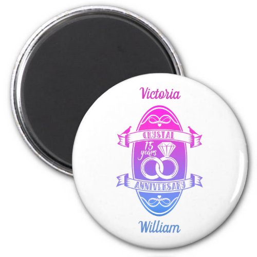 15th Year traditional crystal wedding anniversary Magnet