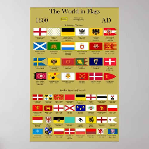 1600 AD Flags of the World Poster