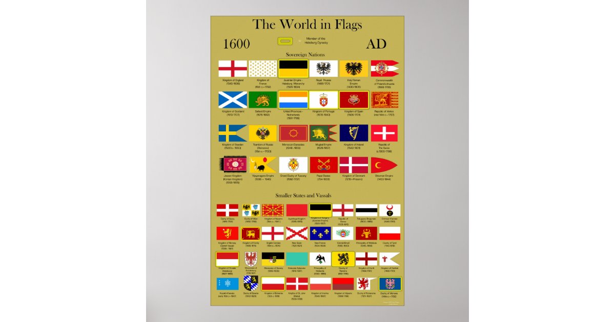 1600 AD Flags of the World Poster | Zazzle