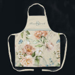 1600s Dutch Watercolor Floral Hydrangea Peonies Apron<br><div class="desc">This elegant floral apron features watercolor artwork inspired by the still life art of the Dutch Golden Age in the 1600s. The blush pink hydrangea and peonies pattern is on a pearl color background and adds a touch of elegance to this all-over-print design. The top area, neck strap and waist...</div>