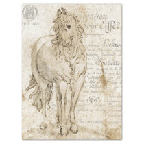 1600s HORSE SKETCH WITH FRENCH SCRIPT Tissue Paper