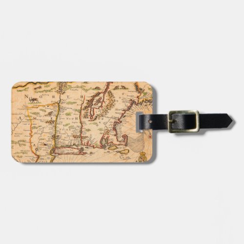 1600s New England Map of Native American Tribes Luggage Tag