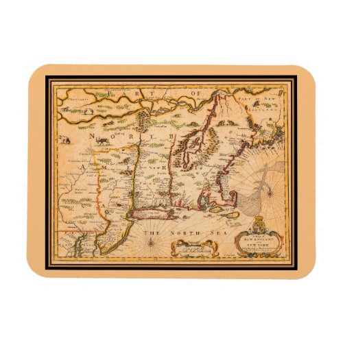 1600s New England Map of Native American Tribes Magnet