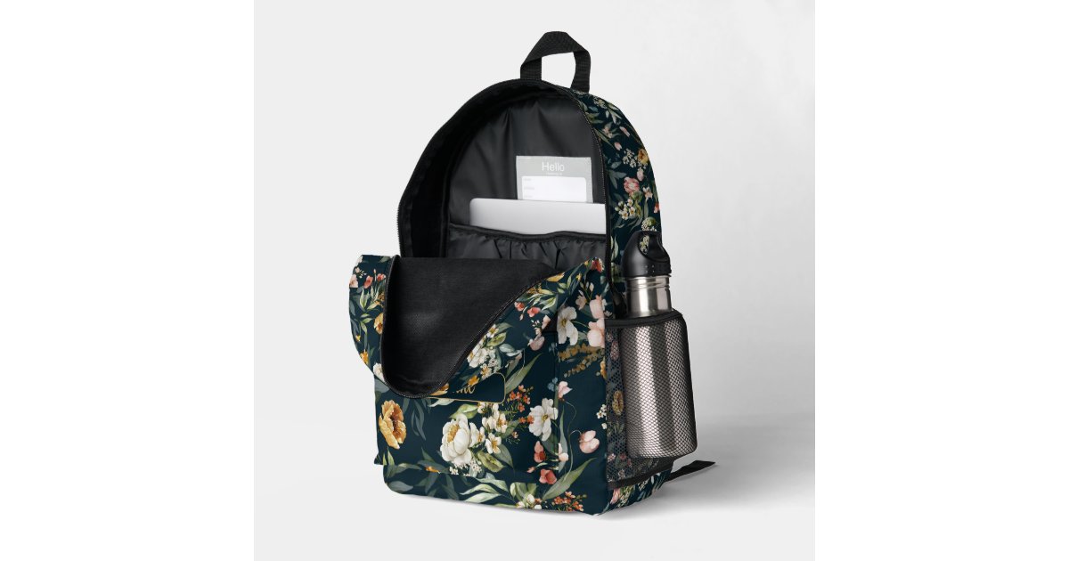 1600s Vintage Watercolor Floral Pattern Printed Backpack | Zazzle